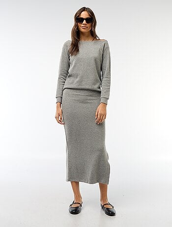 Jupe midi en maille doudou