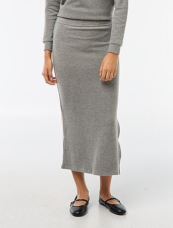 Jupe midi en maille doudou