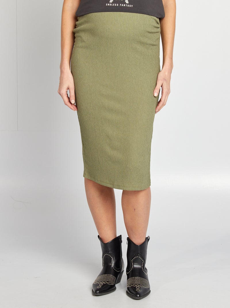 Jupe midi en maille gaufrée grossesse VERT - Kiabi
