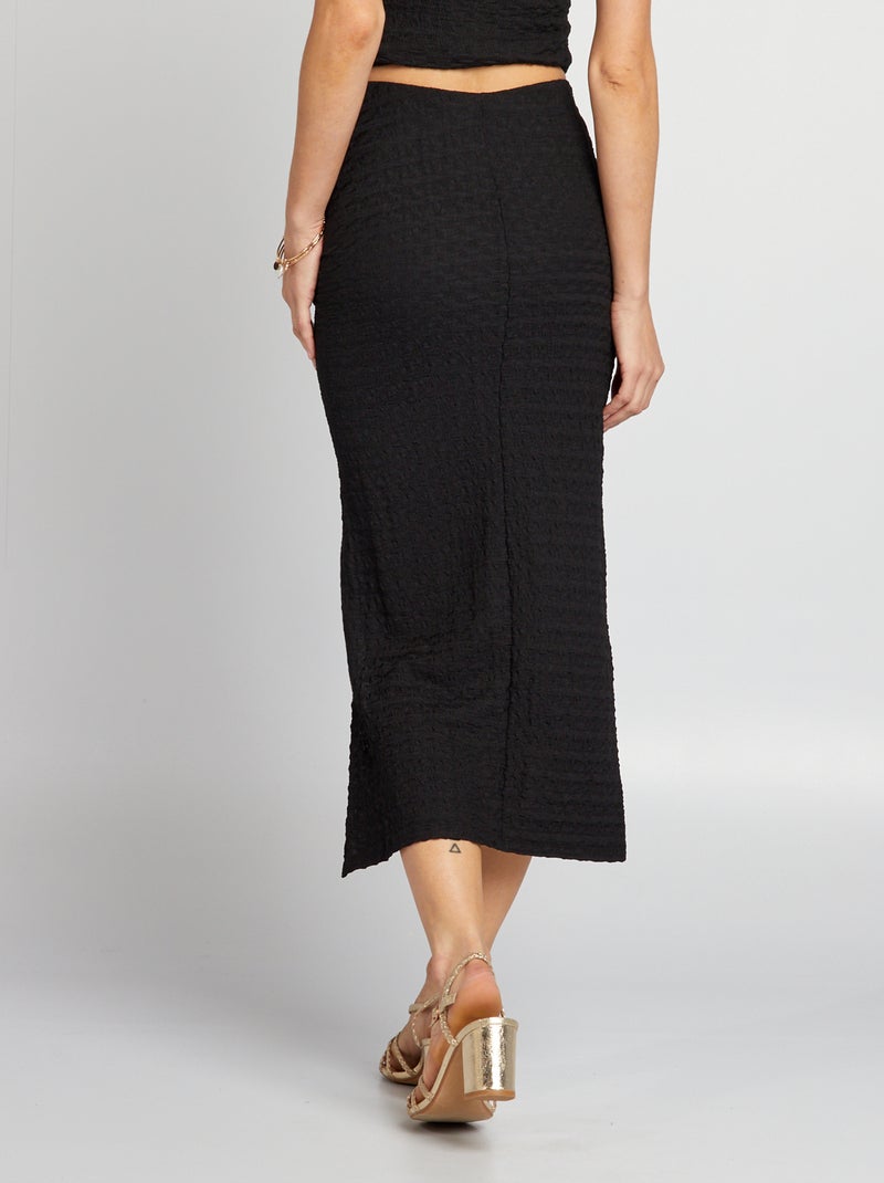 Jupe midi en maille gaufrée stretch noir - Kiabi