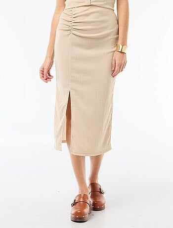 Jupe midi en maille texturée