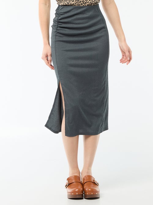 Jupe midi en maille texturée - Kiabi