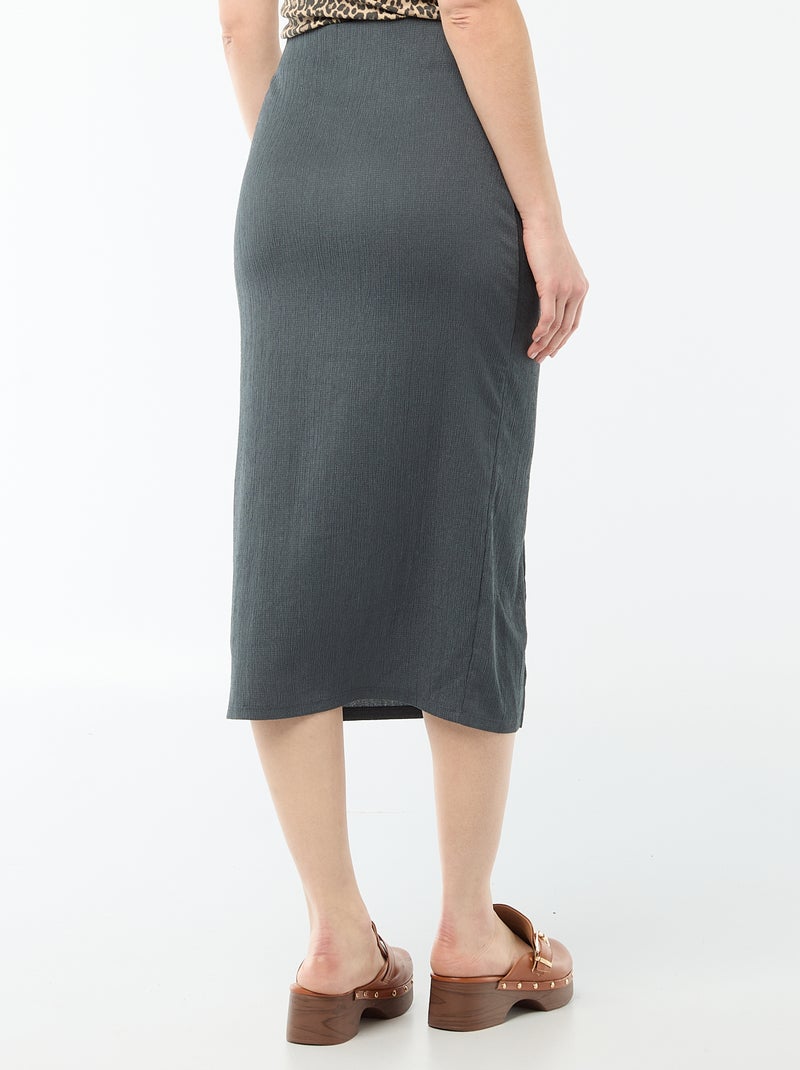 Jupe midi en maille texturée Gris - Kiabi