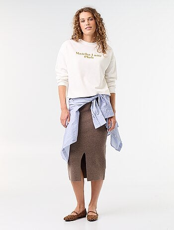 Jupe midi en matière ottoman