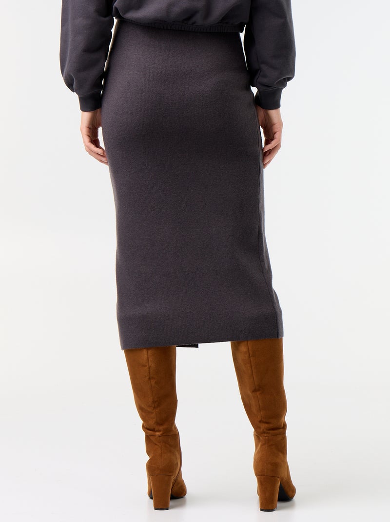 Jupe midi en matière ottoman Noir - Kiabi
