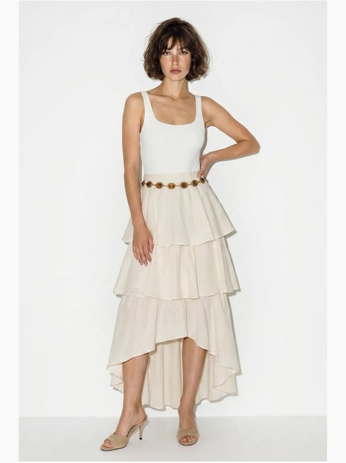 Jupe midi en popeline de coton à taille haute lucci - Kiabi Jupe midi en popeline de coton à taille haute lucci - Kiabi
