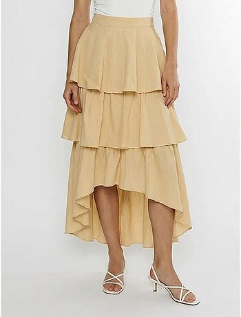Jupe midi en popeline de coton à taille haute lucci