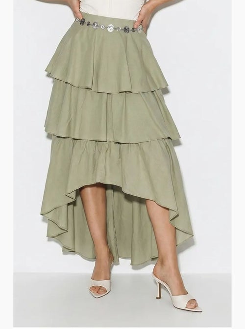 Jupe midi en popeline de coton à taille haute lucci - Kiabi Jupe midi en popeline de coton à taille haute lucci - Kiabi
