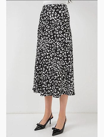 Jupe midi en satin coupe trapèze à taille haute bdart