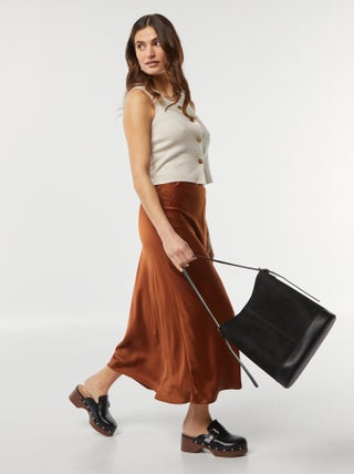 Jupe midi en satin