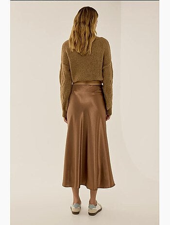 Jupe midi en satin taille haute hiccup