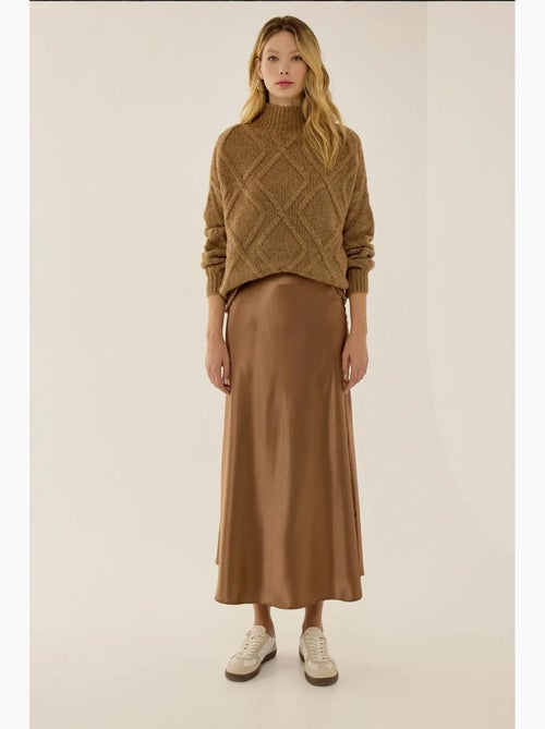 Jupe midi en satin taille haute hiccup - Kiabi