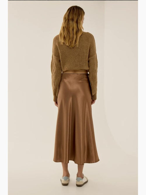 Jupe midi en satin taille haute hiccup - Kiabi