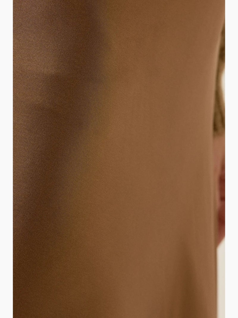 Jupe midi en satin taille haute hiccup Marron - Kiabi