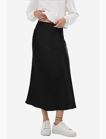 Jupe midi en satin taille haute hiccup
