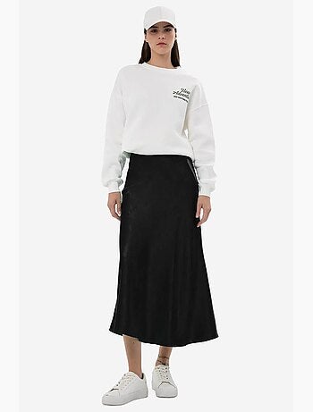 Jupe midi en satin taille haute hiccup