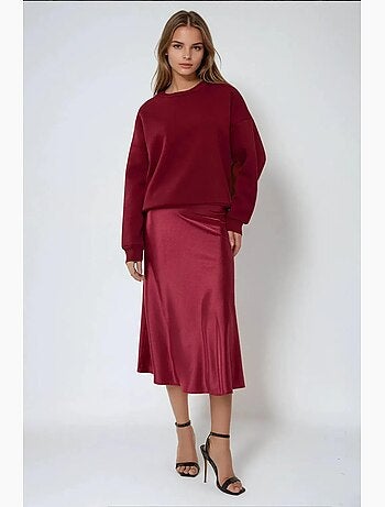 Jupe midi en satin taille haute hiccup
