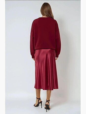 Jupe midi en satin taille haute hiccup
