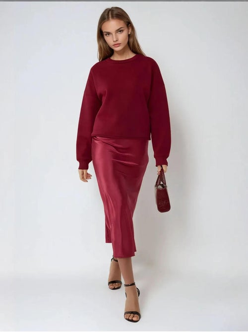 Jupe midi en satin taille haute hiccup - Kiabi