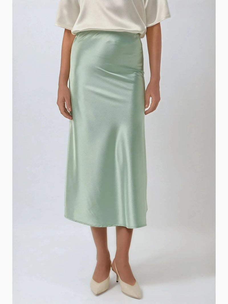 Jupe midi en satin taille haute hiccup Vert menthe - Kiabi