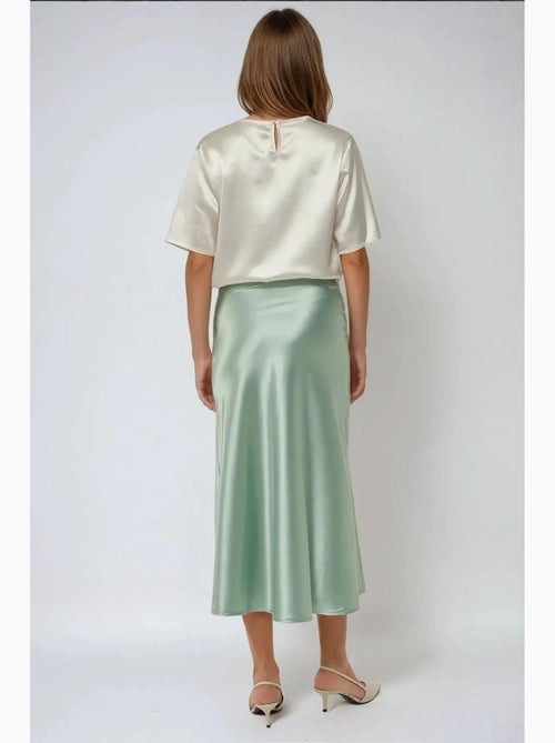 Jupe midi en satin taille haute hiccup - Kiabi Jupe midi en satin taille haute hiccup - Kiabi