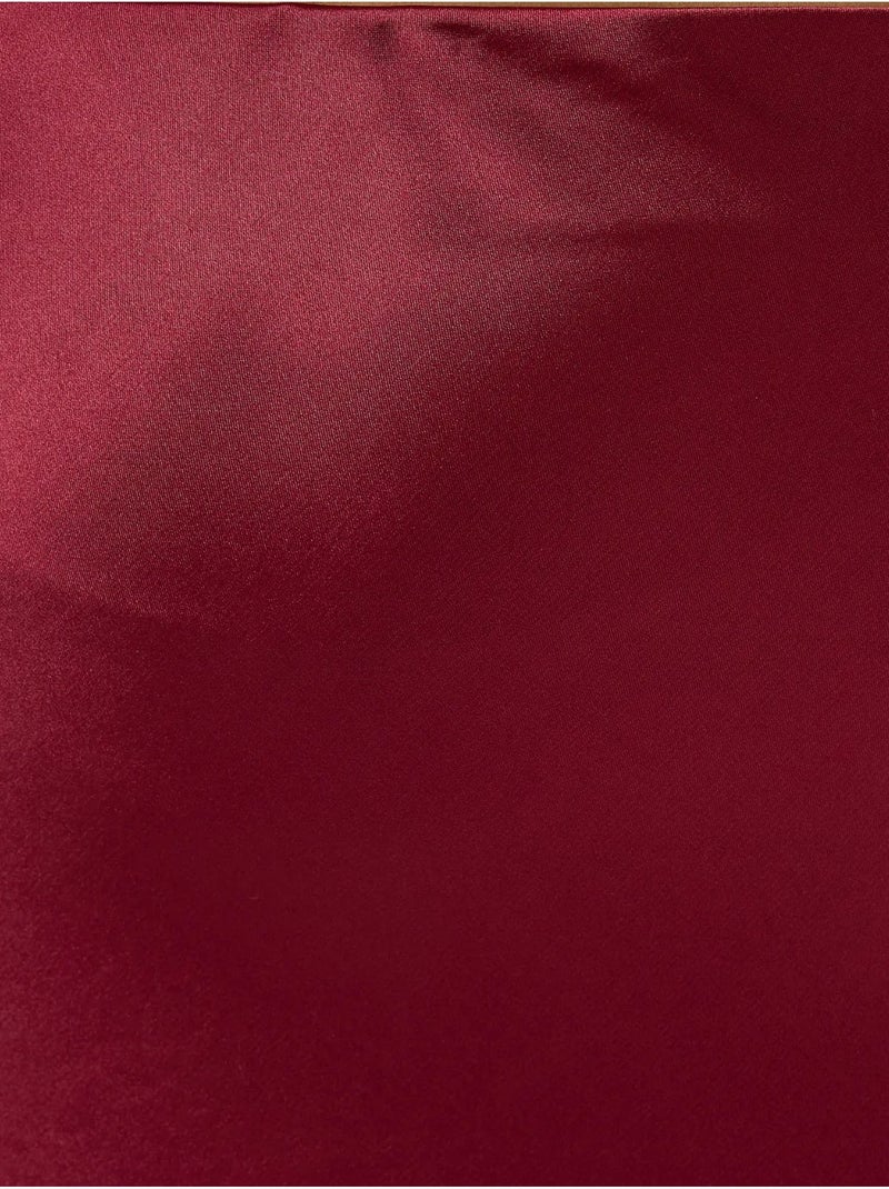 Jupe midi en satin taille haute Rouge bordeaux - Kiabi