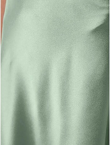 Jupe midi en satin taille haute