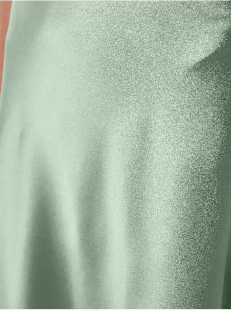 Jupe midi en satin taille haute Vert menthe - Kiabi