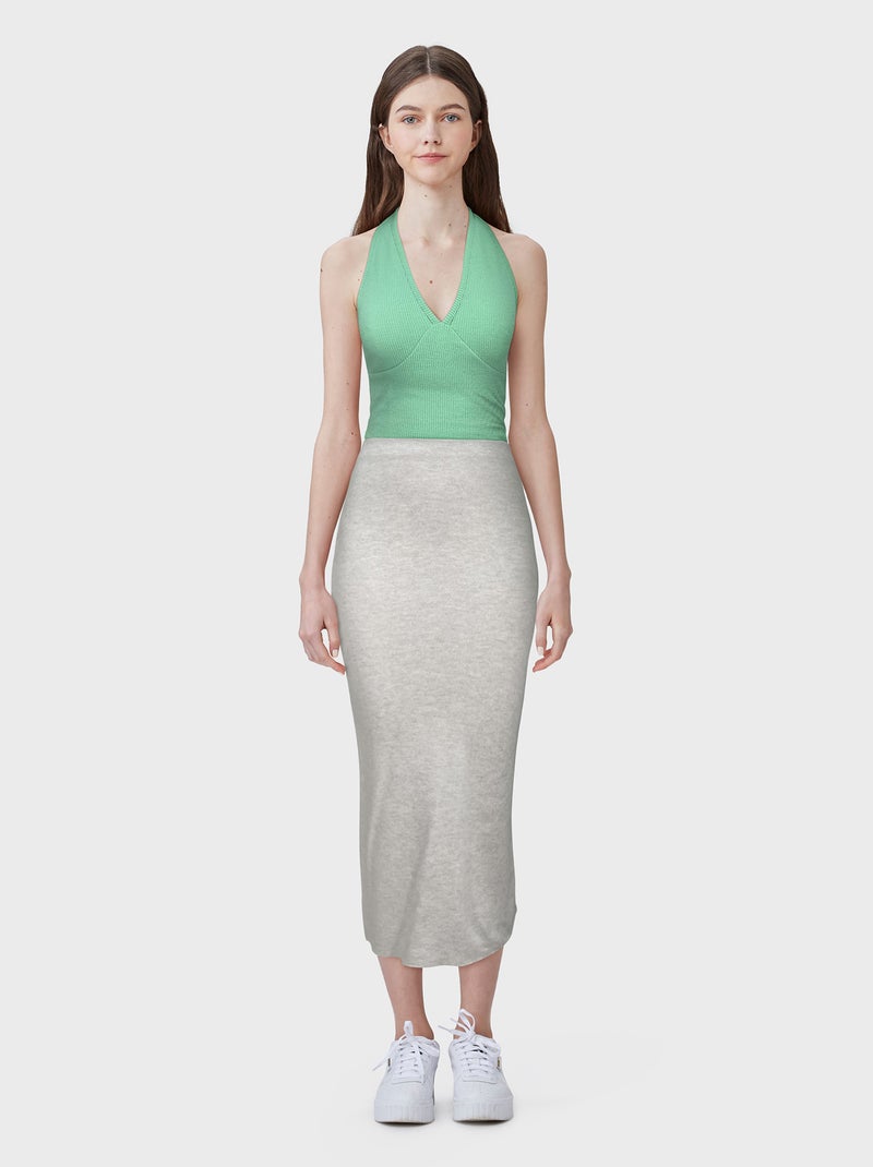 Jupe midi en tricot Beige - Kiabi