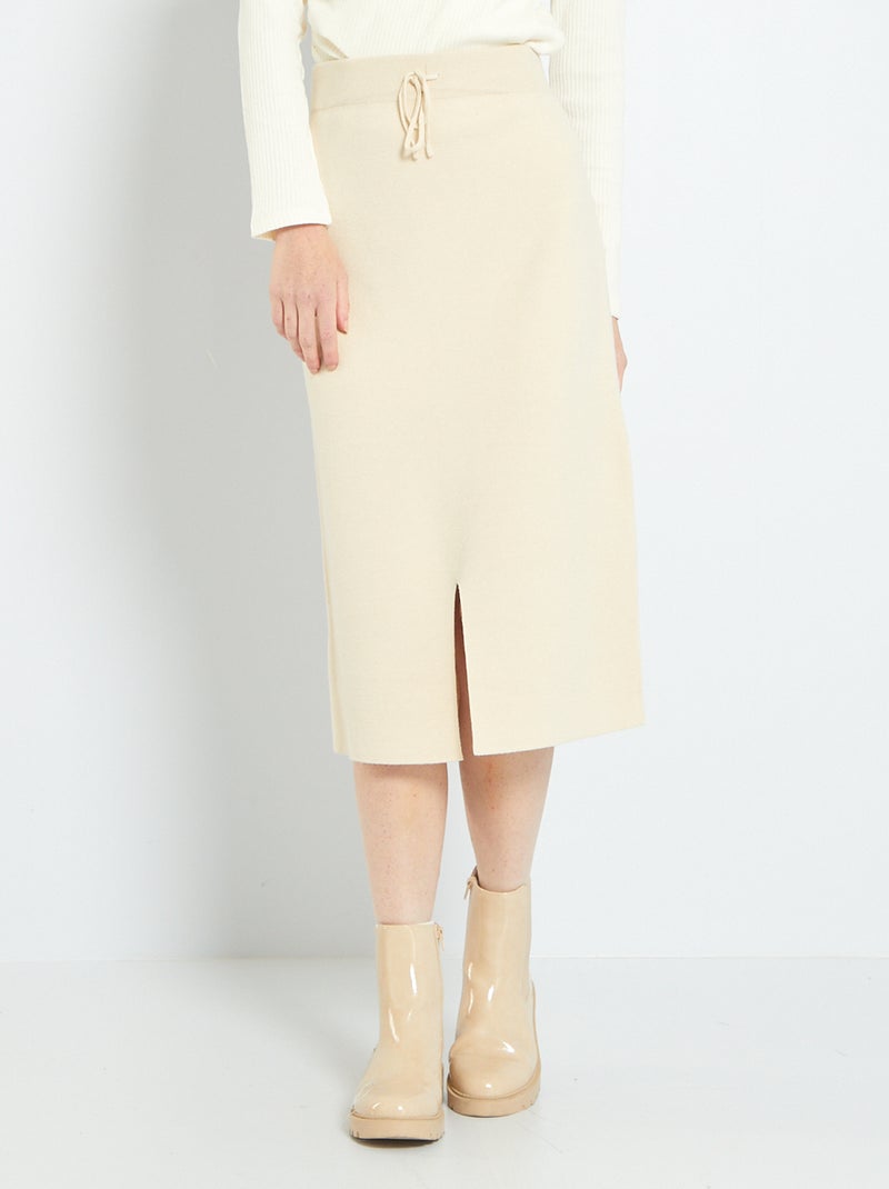 Jupe midi en tricot Ecru - Kiabi