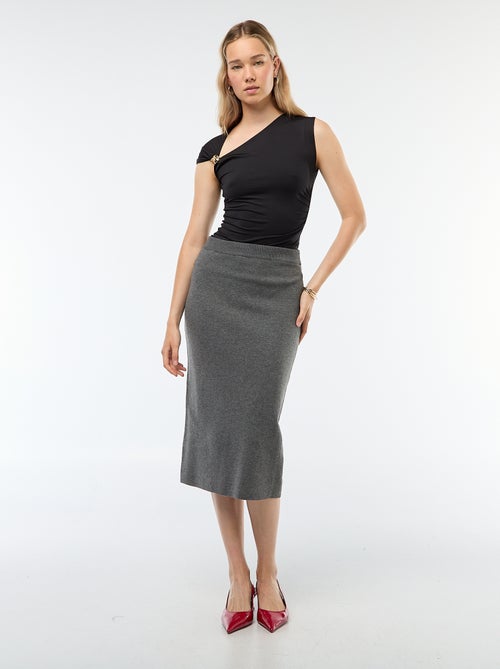 Jupe midi en tricot ottoman - Kiabi