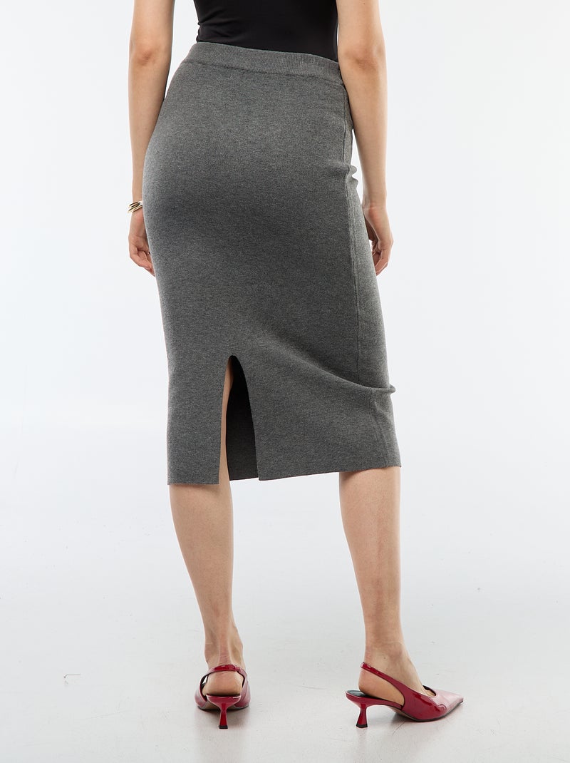 Jupe midi en tricot ottoman Gris - Kiabi