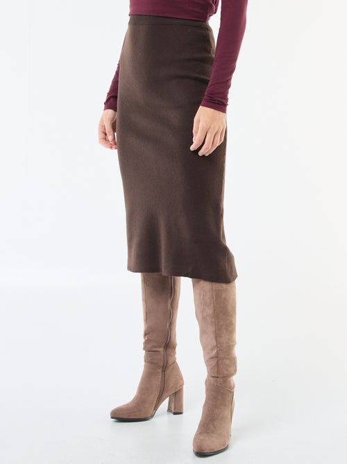 Jupe midi en tricot ottoman - Kiabi