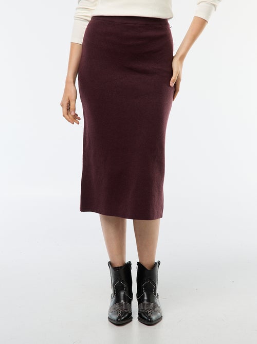 Jupe midi en tricot ottoman - Kiabi