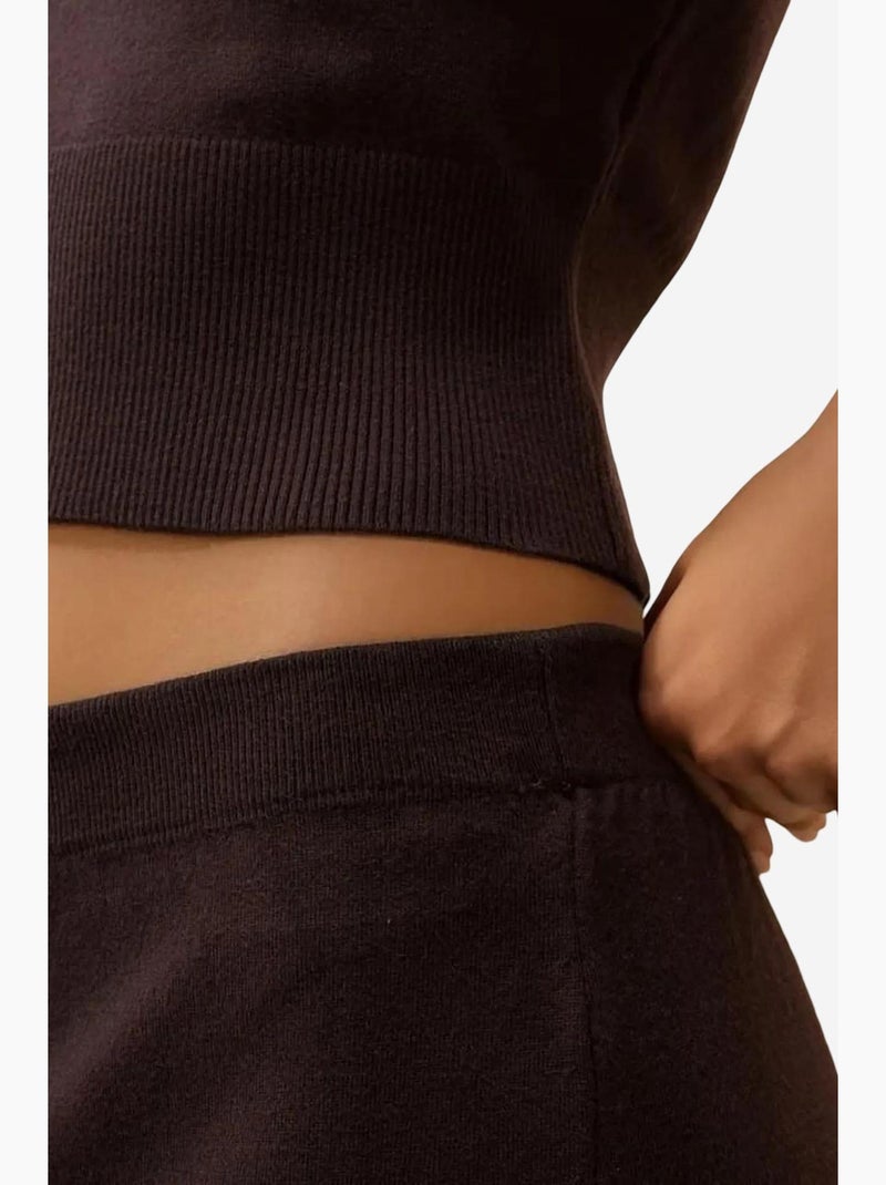 Jupe midi en tricot texturé hiccup Marron foncé - Kiabi