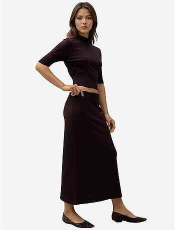 Jupe midi en tricot texturé