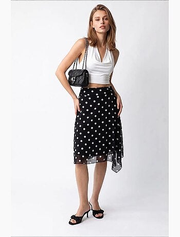 Jupe midi en tulle à pois, taille haute mixray