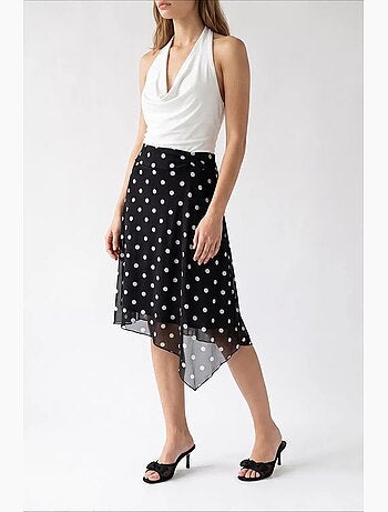 Jupe midi en tulle à pois, taille haute mixray