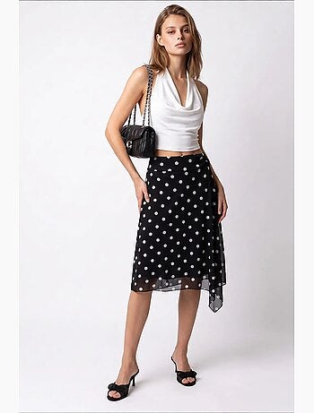 Jupe midi en tulle à pois, taille haute mixray
