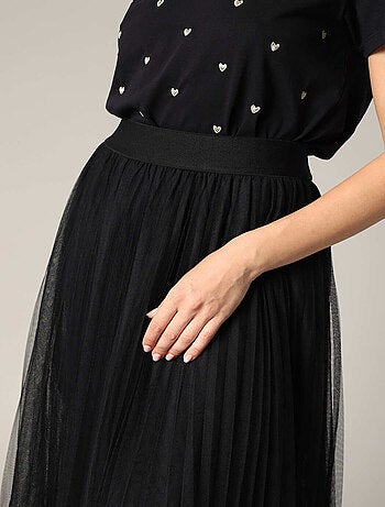 Jupe midi en tulle plissé léger 'Deeluxe'