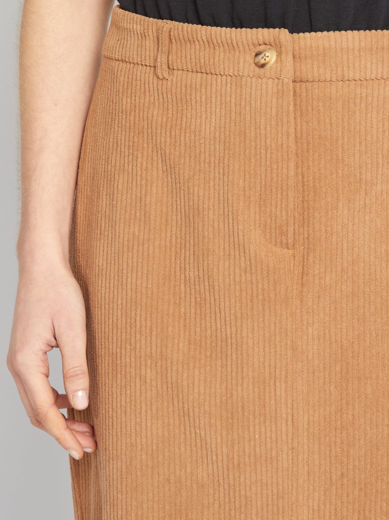 Jupe midi en velours côtelé Beige - Kiabi