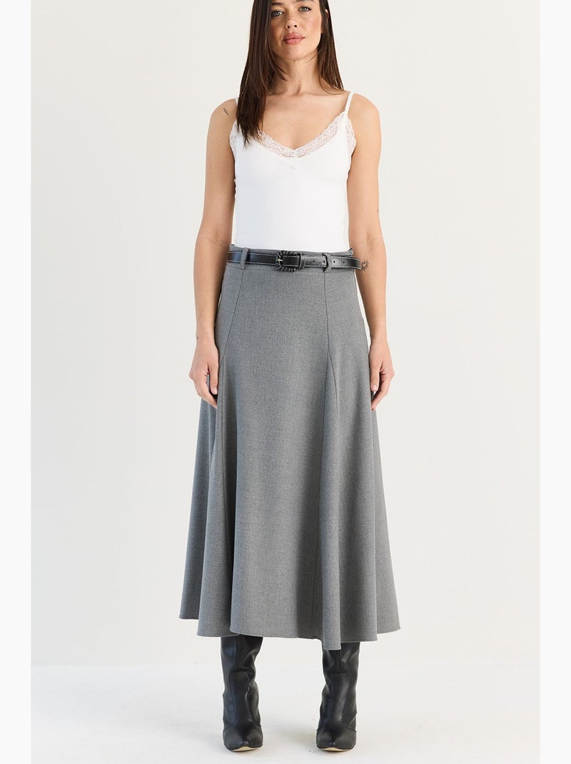 Jupe midi femme lucci Gris - Kiabi
