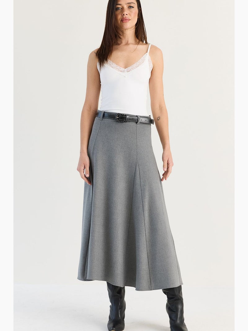 Jupe midi femme lucci Gris - Kiabi