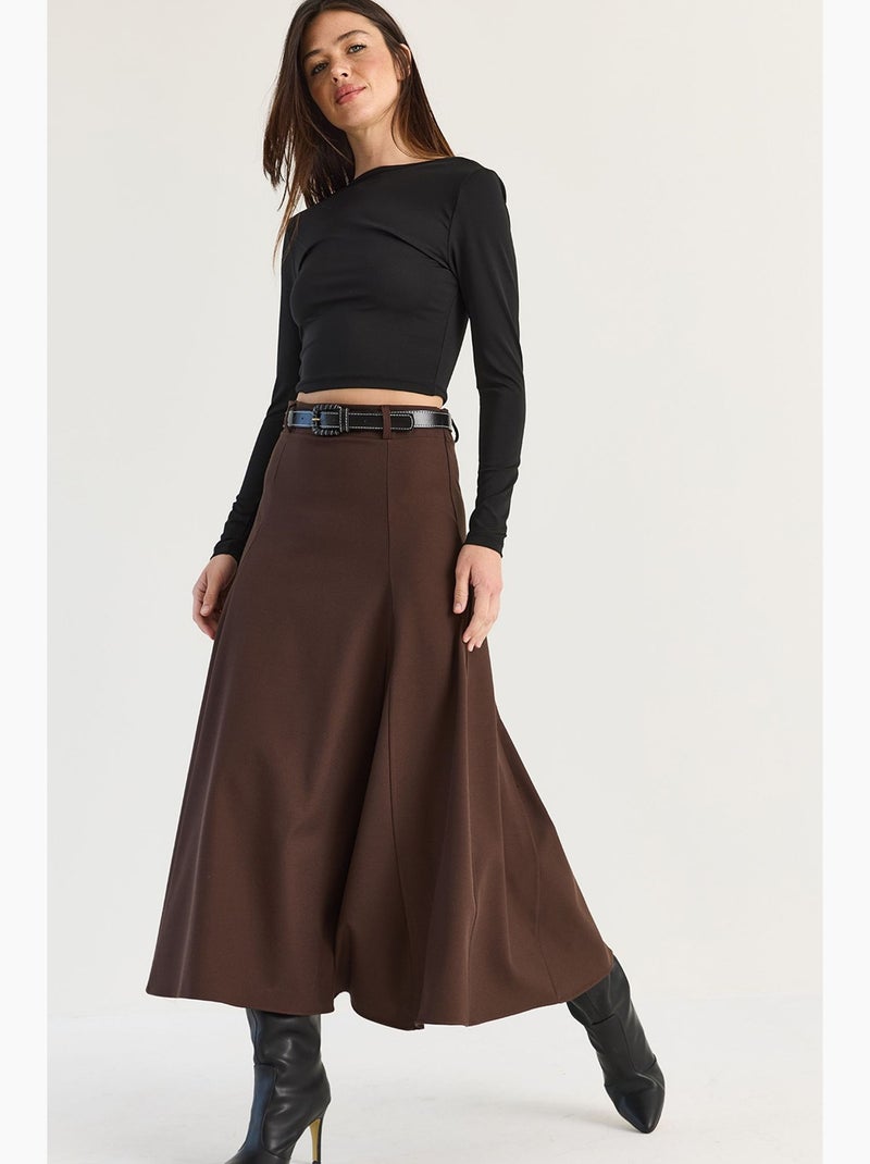 Jupe midi femme lucci Marron - Kiabi