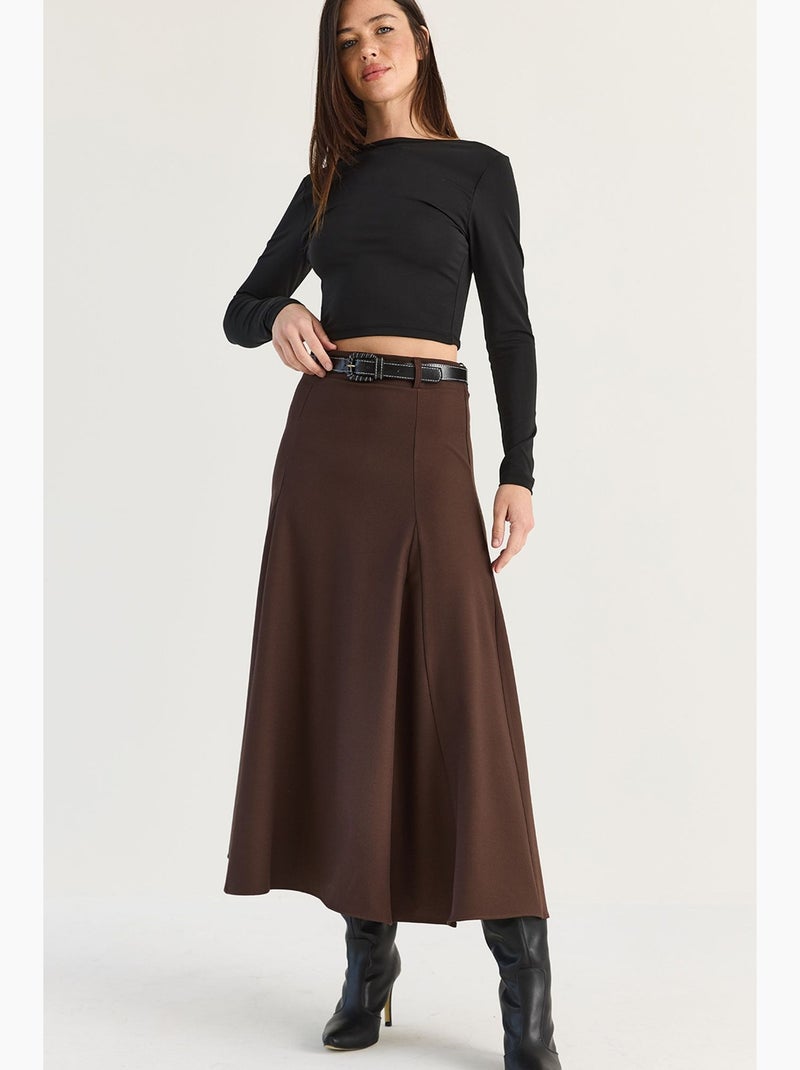 Jupe midi femme lucci Marron - Kiabi