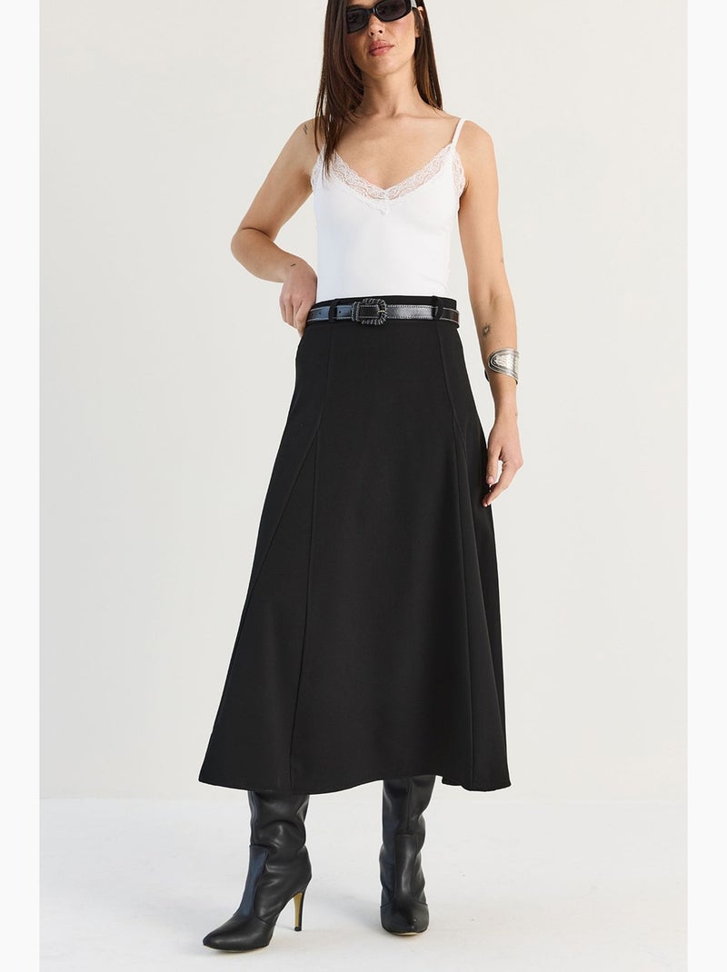 Jupe midi femme lucci Noir - Kiabi
