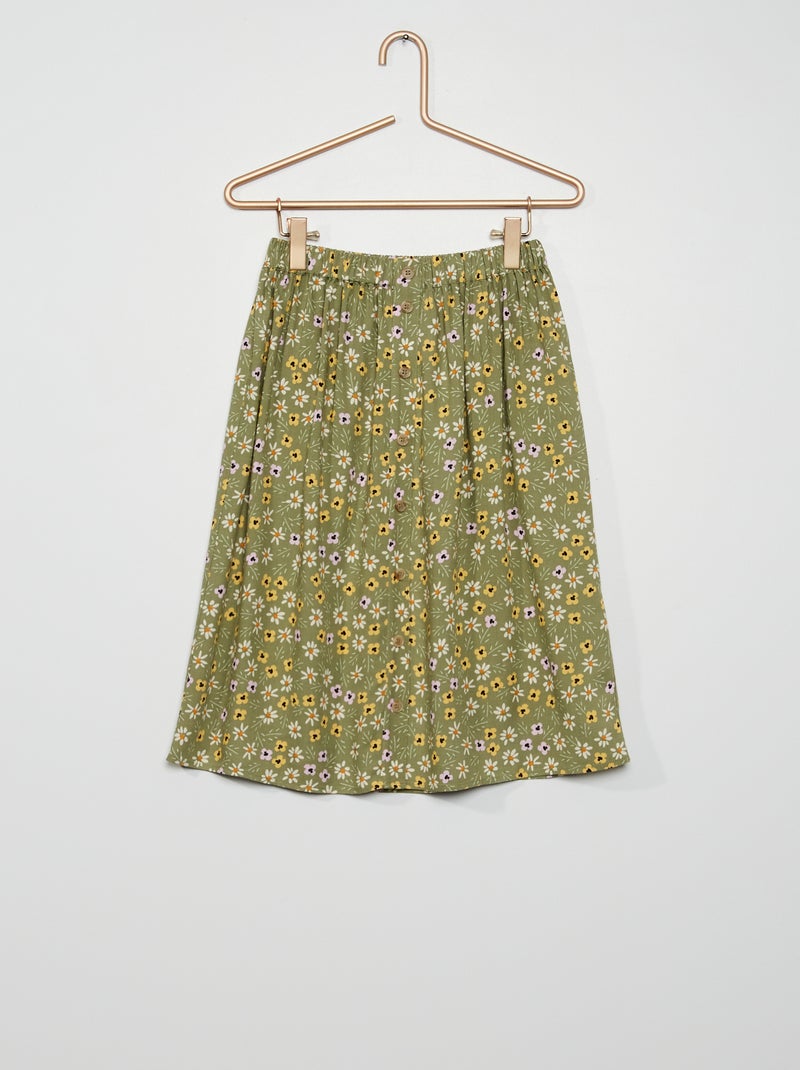 Jupe midi 'fleurie' vert - Kiabi