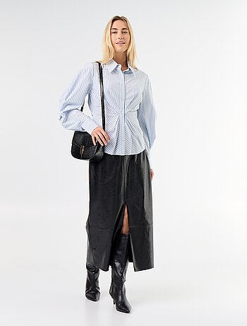 Jupe midi forme droite en simili