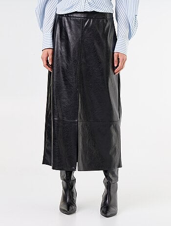 Jupe midi forme droite en simili