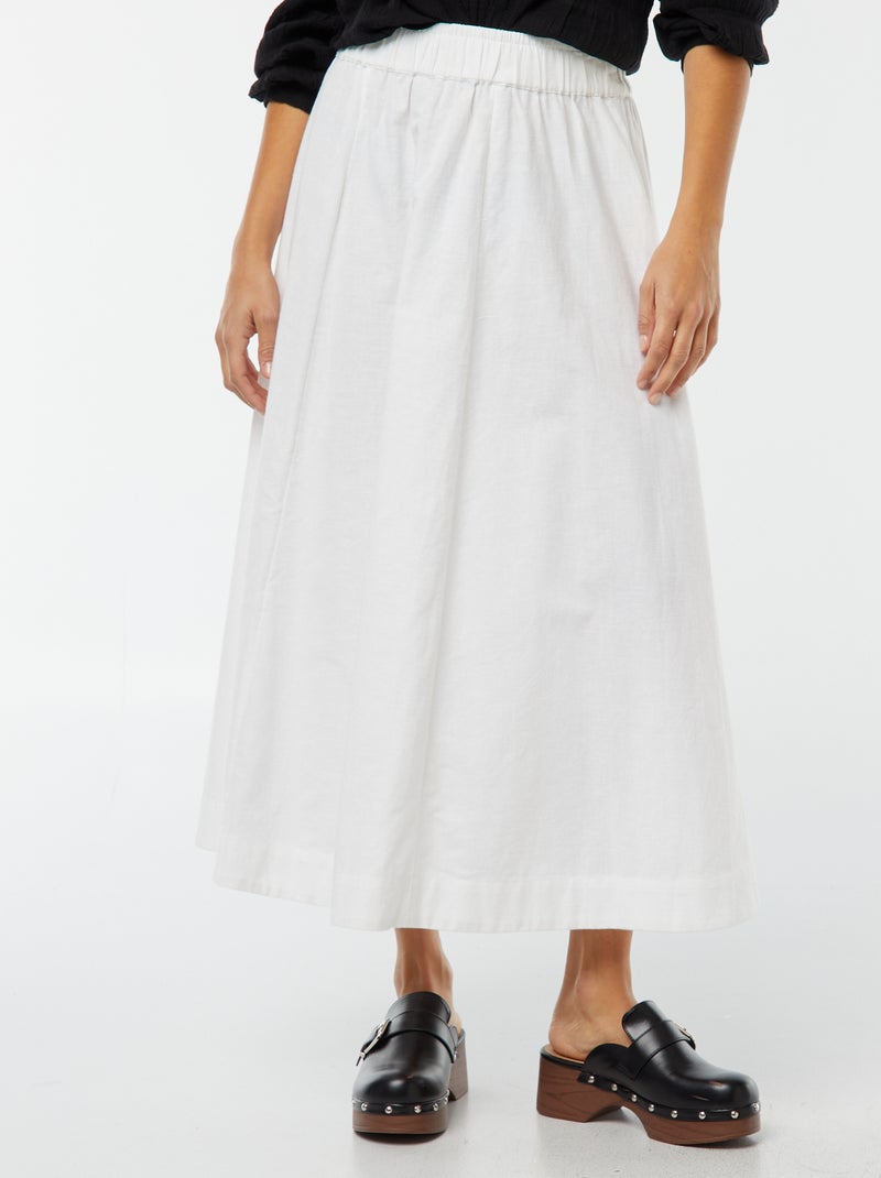 Jupe midi forme évasée blanc - Kiabi